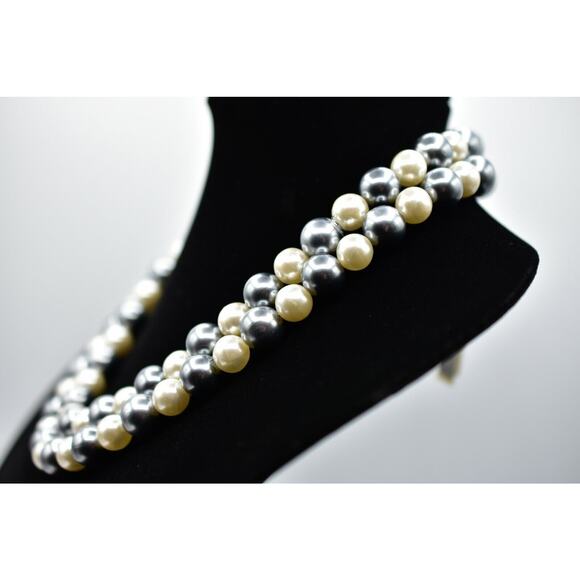 Van Allen Vintage Necklace Faux Pearl Gray White Beaded Robinson's NOS 80s Bin5 - Picture 11 of 12